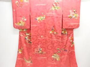 大正ロマン　紋錦紗小舟に草花模様着物